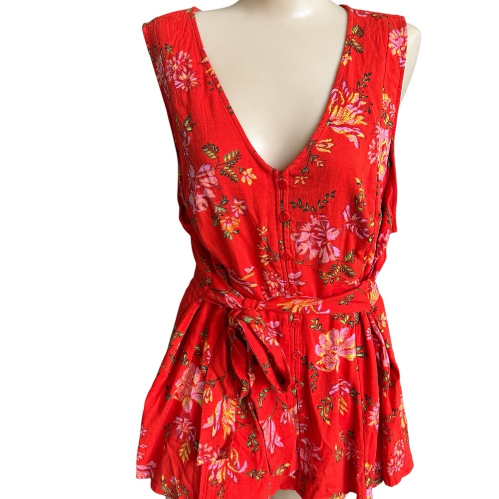 Torrid Red Sleeveless Sashed Tank Blouse size 1X
